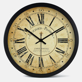 美式复古客厅静音挂表欧式做旧铁艺挂钟个性时尚石英钟玻璃圆钟表
