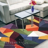 个性抽象彩色格子地毯卧室床边地毯现代宜家客厅茶几地毯欧式地毯