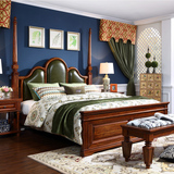 美式纯实木床 简美全实木家具1.8米2*2.2 米高端1.8真皮婚床特价
