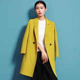 2015秋冬新款韩版宽松双面呢羊绒大衣女中长款100%纯羊毛呢外套