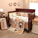 美国KIDDA宝宝四季通用床围被子纯棉床笠套件婴儿床上用品8件套