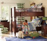 美式全实木双层儿童床上海卧室家具定制子母上下床北京楸木定做