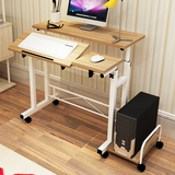 铁架木板组装家用简单办公台式电脑桌带轮移动可升降工作写字书桌