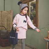童装韩版女童秋款粉色两件套裙秋冬针织压棉套装专柜品质包邮