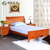 领梦家具 实木床 中式1.5米 1.8米单人 双人床 高箱 低箱 储物床
