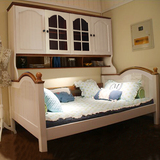 美式儿童衣柜床多功能储物床1.5米1.2男孩女孩公主床松木床单人床