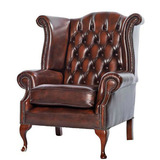 沙发新品复古实木休闲椅欧式老虎椅真皮办公沙发美式客厅单人皮艺