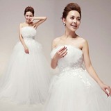 verawang蕾丝婚纱礼服新款韩版高腰显瘦抹胸绑带齐地大码孕妇婚纱
