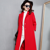 2015秋冬新款女装韩版长款加厚羊绒大衣针织外套羊毛呢子宽松混绒