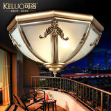 可洛 美式吸顶灯 全铜灯欧式卧室阳台过道走廊玄关门厅灯饰H07