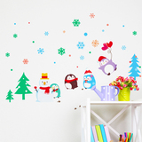 圣诞节墙贴纸贴画儿童房间幼儿园墙壁装饰小树卡通可爱雪人企鹅
