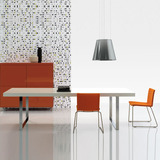 新款北欧极简约设计师白色烤漆餐桌书房桌样板房现代不锈钢办公桌