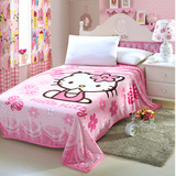 凯蒂猫毛毯单人学生宿舍1.5米卡通盖毯子秋冬季粉色加厚保暖床单