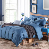 60支全棉四件套纯棉床上简约纯色床单双面素色被单1.5米/1.8m床品