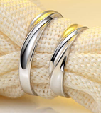 d925纯银镀铂金 韩版简约情侣男女对戒指环创意刻字一对