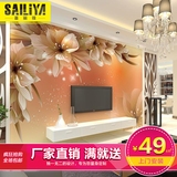 塞丽雅电视背景墙纸壁纸无纺布卧室客厅田园立体3D花卉大型壁画纸