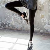 韩国健身房假两件运动裤女秋冬天束腿跑步短裤黑色紧身瑜伽衣服装