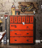 美式复古多抽屉字母斗柜子服装店装饰储物柜艺术LOFT做旧餐边柜