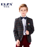 ELPA2016春秋童装男童羊毛呢格子西装小西服中大童花童礼服外套