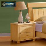 欧美圣木 实木床头柜儿童环保二抽木色松木卧室储物柜子家具