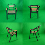 双管黑色铝木椅铝桌椅户外休闲家具室外咖啡厅铝木椅金属椅麻将椅