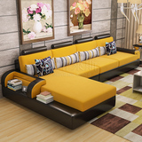 栢菲莱斯 沙发布艺沙发现代组合小户型皮布沙发 可拆洗客厅家具