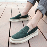 夏季一脚蹬男鞋懒人鞋老北京布鞋男士帆布鞋休闲蓝绿纯色潮流鞋子