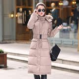 2015冬新款超大毛领长款加厚棉服女装修身羽绒棉衣大衣韩版外套