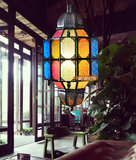 漫咖啡厅彩色玻璃吊灯茶馆西餐厅过道灯饰摩洛哥泰式复古风格灯具