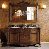 简欧式浴室柜 仿古红橡木落地组合美式 实木高端卫浴柜台盆柜整体