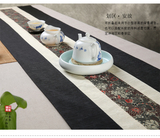 现代中式桌旗中国风古典茶道桌旗棉麻茶几桌布长条桌巾床旗盖布条