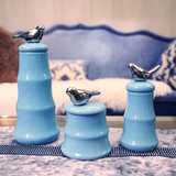 新中式现代简欧美式样板间客厅家居装饰品摆件陶瓷储物罐小鸟摆设
