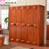 全实木衣柜 简易衣橱木质整体衣柜带转角 三四五六门门橡木衣柜