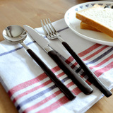 欧式高档西餐餐具 不锈钢牛排刀叉套装西餐勺 电镀黑金牛排刀叉子