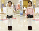韩国原单女童中大童春秋季羊毛绒磨毛拉架厚款打底衫