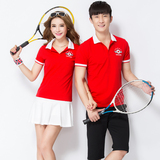 2016夏季情侣运动套装男女时尚短袖棒球网球服韩版休闲套裙两件套
