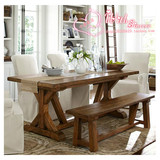 美式欧式乡村实木长条餐椅地中海风格实木餐椅法式简约长条餐椅