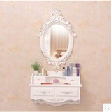 唯美欧式壁挂梳妆台卧室化妆台壁挂镜现代简约白色梳妆桌化妆桌