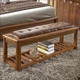 中式实木换鞋凳 储物 沙发凳现代简约床榻床尾凳卧室真皮床边长凳