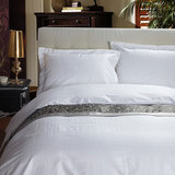 五星级宾馆酒店床上用品60支纯棉纯白贡缎提花床单式四件套可定制