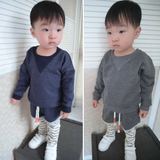 男童春装套装2016新款韩版童装 儿童休闲套宝宝卫衣条纹假两件裤