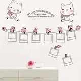 可移除墙贴纸儿童房创意装饰 可爱猫咪照片贴照片墙相框墙纸贴画
