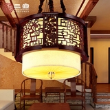三宜 仿古中式吊灯走廊 茶楼 过道灯 实木浮雕羊皮灯古典灯饰灯具