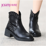 Josiny/卓诗尼2015秋冬新款短靴马丁靴欧美高跟粗跟女靴154574404
