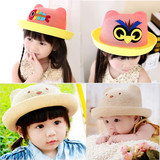 韩版夏季儿童海滩卡通造型凉帽男女宝宝遮阳动物盆帽小熊渔夫帽子