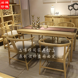 新中式茶桌老榆木免漆明式茶桌餐桌茶楼会所茶桌椅组合禅意家具