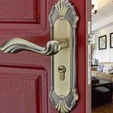 古铜门锁卧室房门锁机械三件套装通用实木室内静音执手锁具欧式青