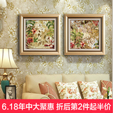 美式客厅装饰画沙发背景墙挂画玄关卧室床头欧式壁画双联花卉花鸟