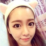 韩国超萌妹猫咪耳朵洗脸发带发箍卡通敷面膜发饰可爱化妆束发头巾