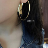 韩国正品代购进口纯14K黄金大耳环耳圈 光面金管圆圈菱形爱心桃心